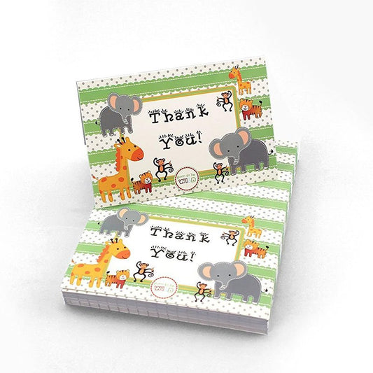 Baby Shower Cards 24-Pack with Jungle Safari Animal Theme, New Baby Congratulations Greeting Cards for Expecting Parents, Shower Wishes and Family Celebrations