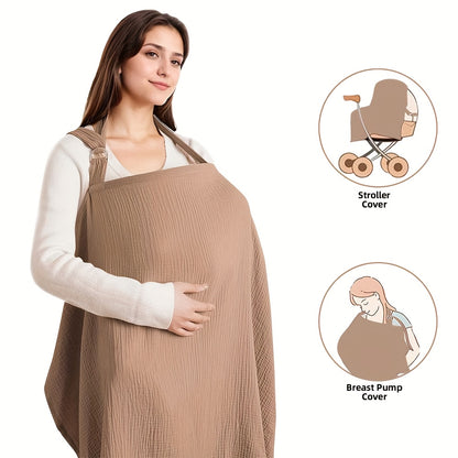 Breastfeeding Shawl and Nursing Cover for Moms, Lightweight Breathable Wrap for Feeding On the Go in Coffee or Beige, Postpartum Gift Idea