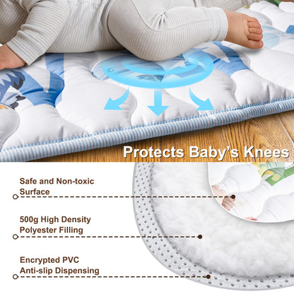 Patterned Baby Floor Mat 50 x 50 Inches, Soft Washable Playpen and Crawling Surface with Anti-Slip Bottom for Tummy Time and Supervised Indoor Play