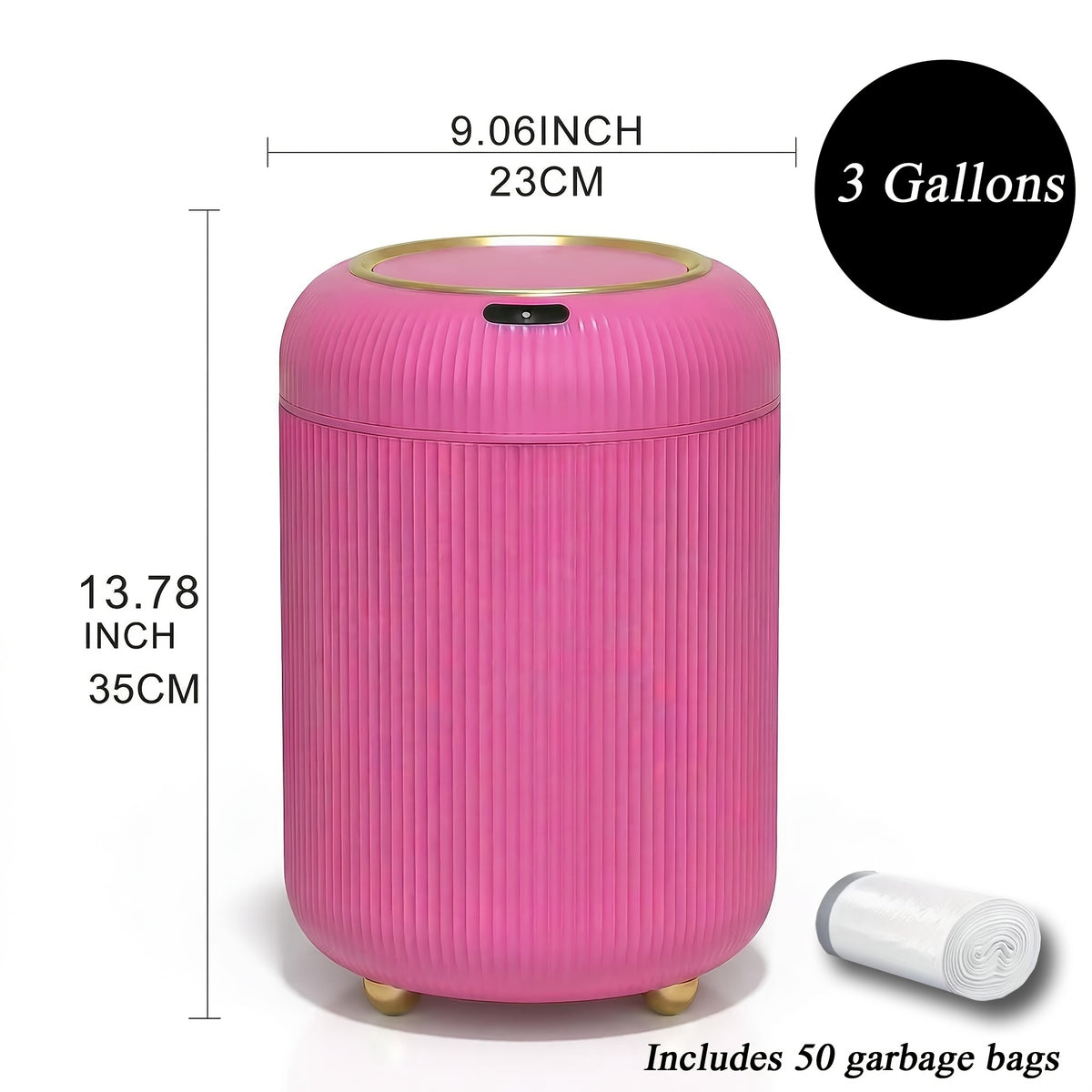 Automatic Touchless Trash Can with Sensor-Opening Lid and Odor-Containing Seal, Compact Waste Bin for Bathroom, Bedroom or Home Office