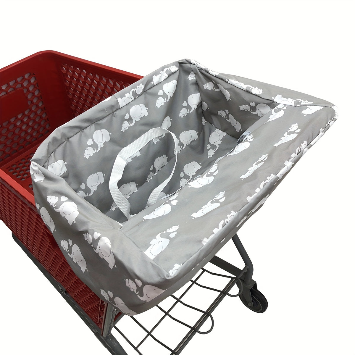 Shopping Cart Cover for Baby with High Chair Cushion, Soft Fold-Away Seat Protector with Adjustable Straps, Phone Pocket and Toy Loops