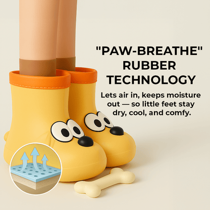 Dog Paw EVA Rain Boots for Kids, Lightweight Waterproof Boots with Non-Slip Sole in Beige or Yellow for Rainy Days, Puddle Play and Outdoor Adventures