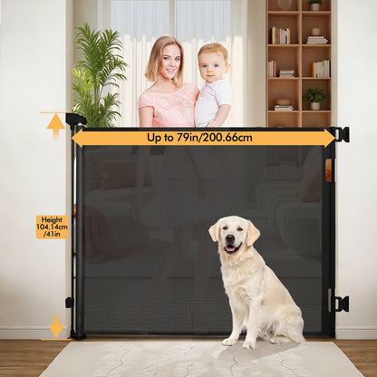 Retractable Mesh Baby Gate for Doorways, Hallways and Stairs, VERASTE Hardware-Mounted Expandable Barrier in 33-Inch and 41-Inch Height Options