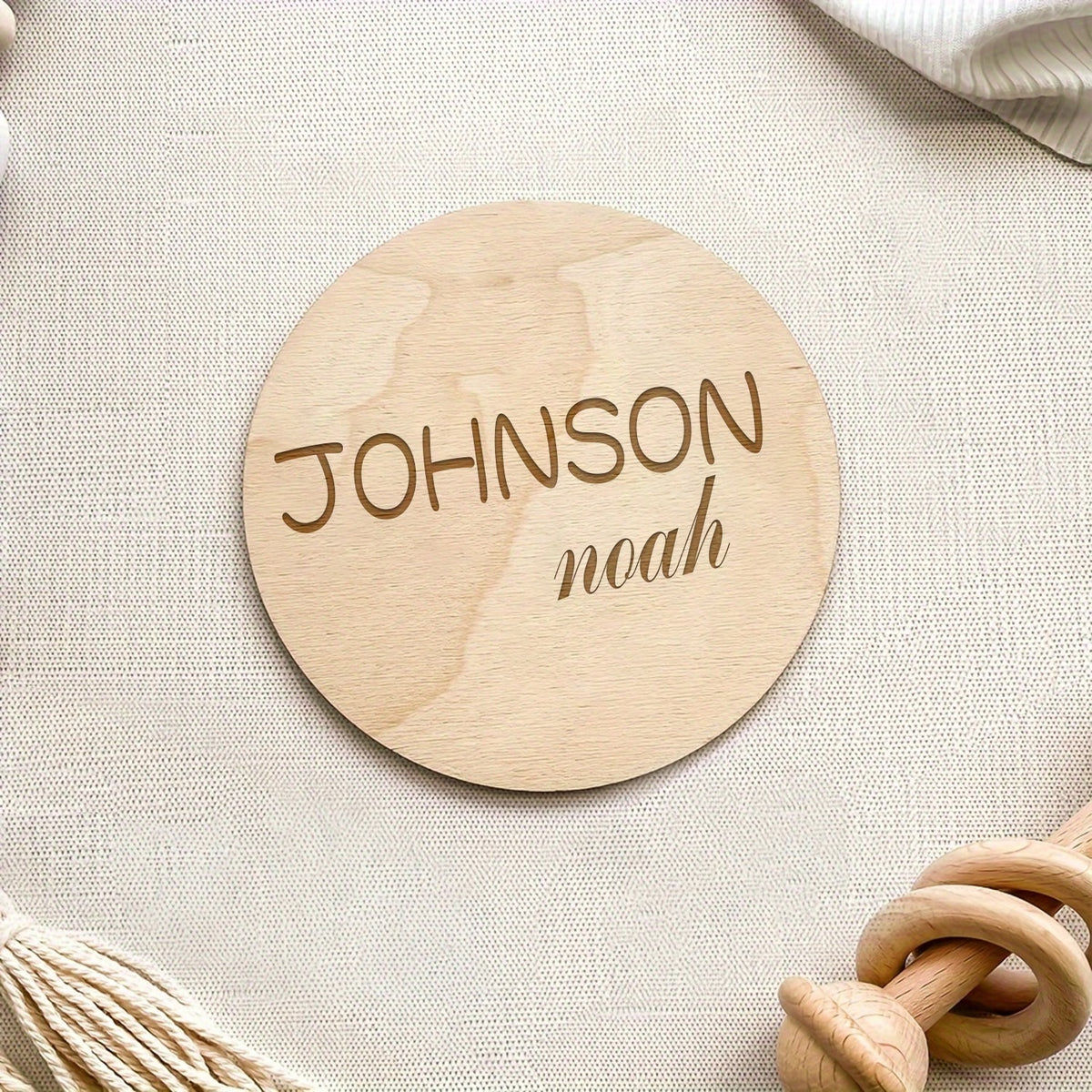 Personalized Baby Birth Announcement Sign, Engraved Wooden Newborn Name Keepsake with Birth Details, Hello World Photo Prop and Baby Shower Gift