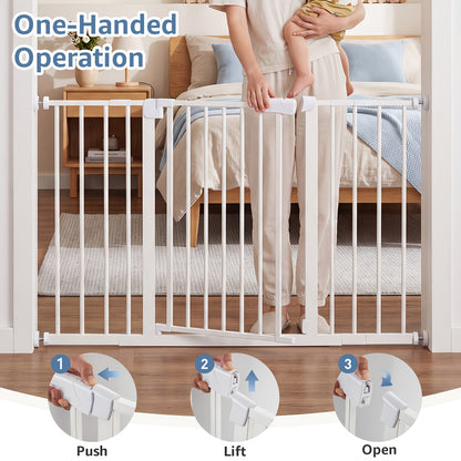 Pressure Mount Baby Gate with Auto-Close Door, No-Drill Metal Safety Barrier for Doorways and Hallways, One-Hand Opening and 29-48 Inch Width Options