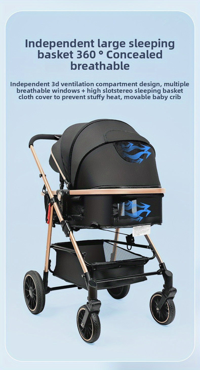Lightweight Travel Stroller with Quick-Folding Design, Adjustable Backrest, Canopy and Storage Basket, Black Baby Pushchair for Everyday Outings