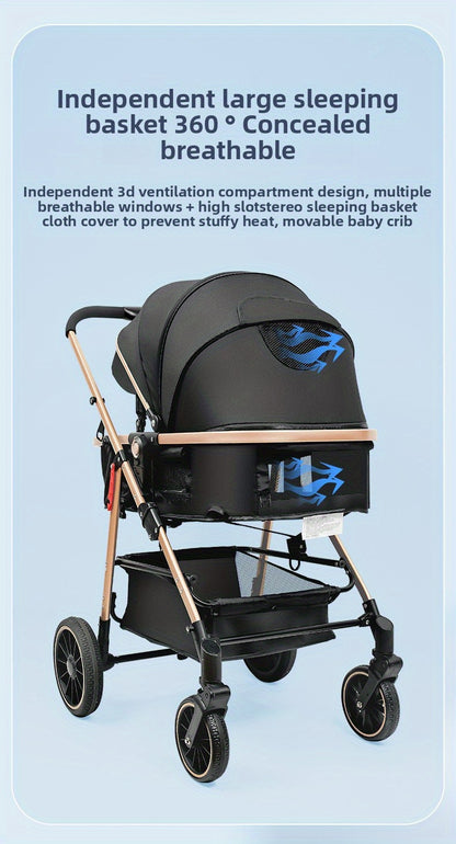 Lightweight Travel Stroller with Quick-Folding Design, Adjustable Backrest, Canopy and Storage Basket, Black Baby Pushchair for Everyday Outings