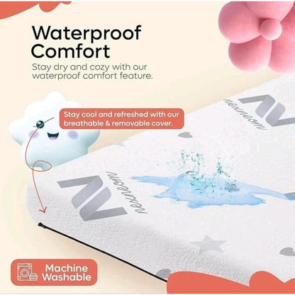 Playard Mattress 38 x 26 Inch Memory Foam Pad with Removable Washable Cover, Breathable Pack and Play Mattress Replacement for Compatible Playards, Check Fit Before Use