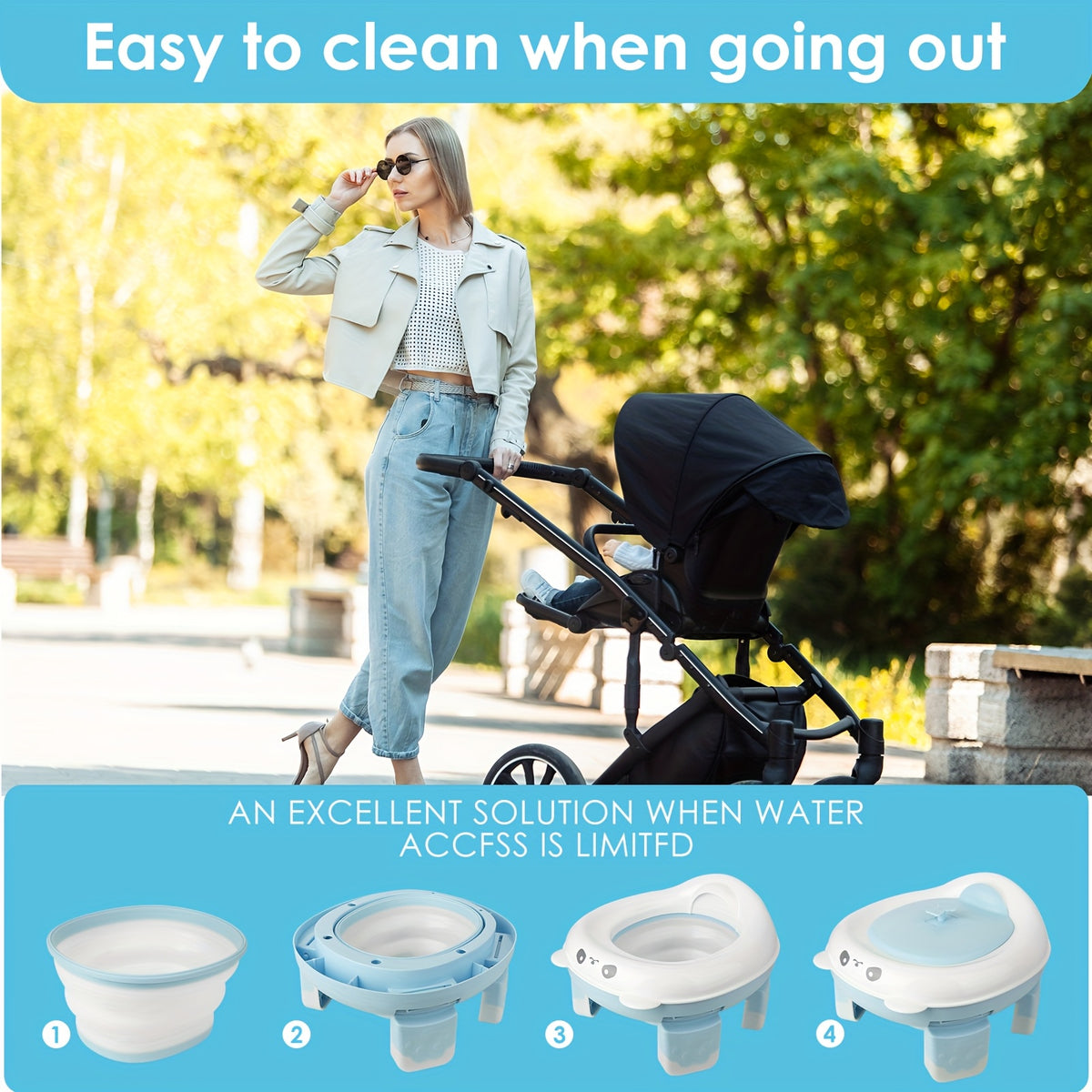 Foldable Travel Potty Chair for Boys and Girls with Storage Bag and 20 Disposable Liners Included, Portable Toddler Potty Seat for Indoor and Outdoor Use, Easy to Clean and Carry