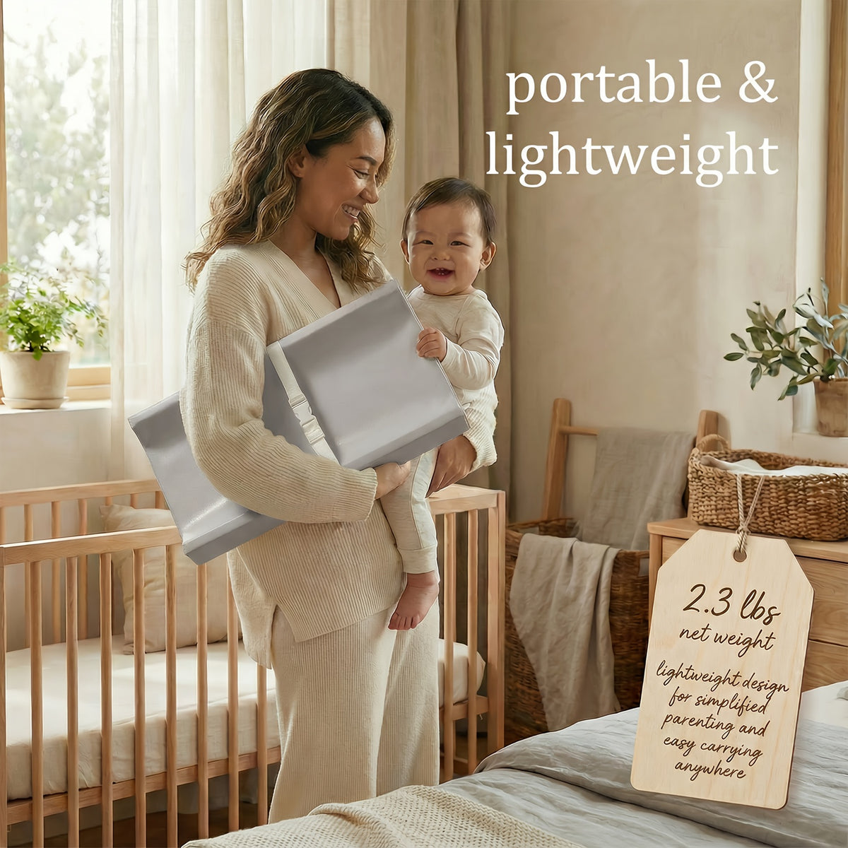 Contoured Dresser Changing Pad by PASAMIC, 15.74 x 31.1-Inch Waterproof Wipeable Baby Diaper Mat with Secure-Grip Design in Grey, Beige or Pink