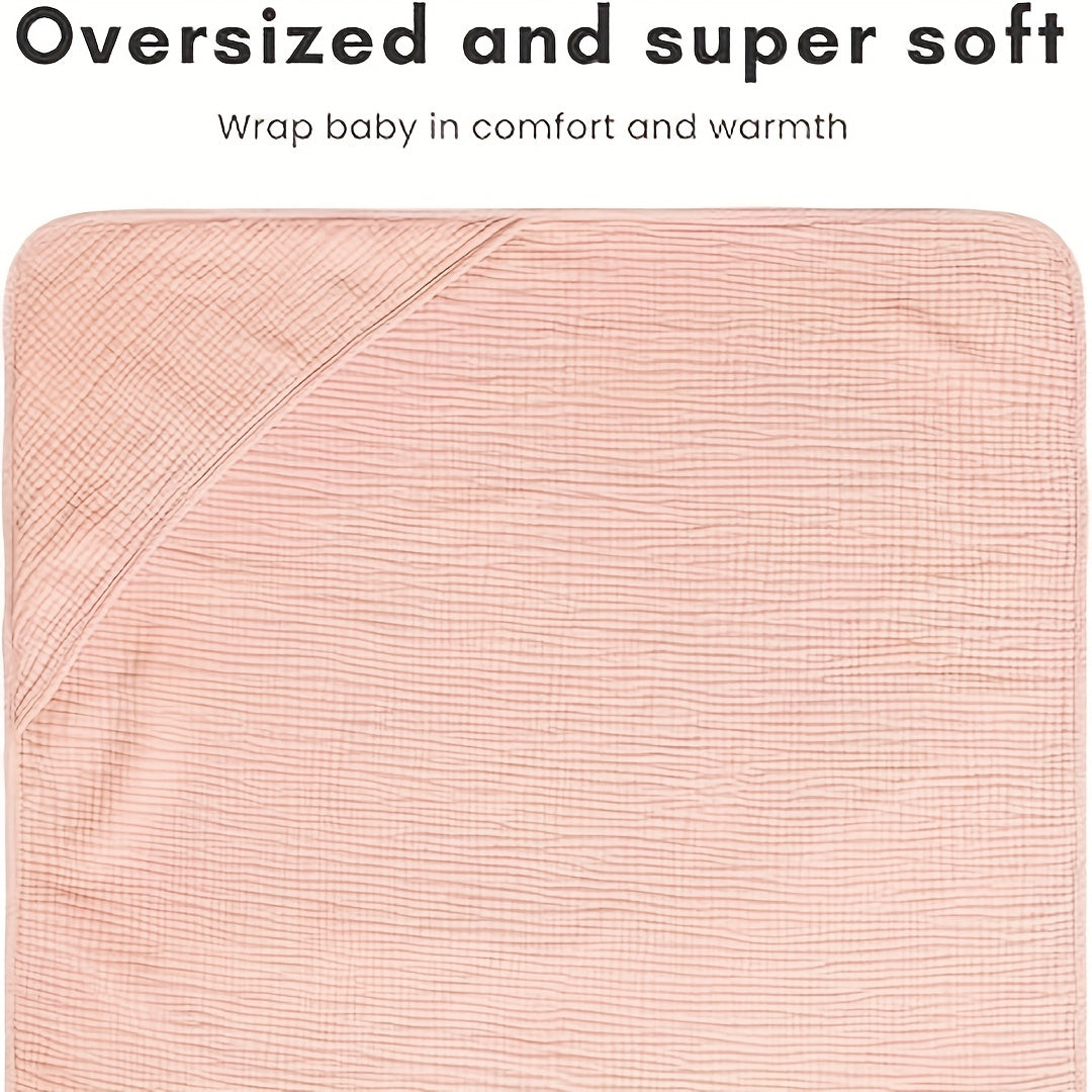 Newborn Hooded Muslin Baby Bath Towels, 2-Pack of 100% Cotton 30 x 30 Infant Towels with Attached Hoods, Soft Absorbent Bath Set for Sensitive Skin, Pink Floral