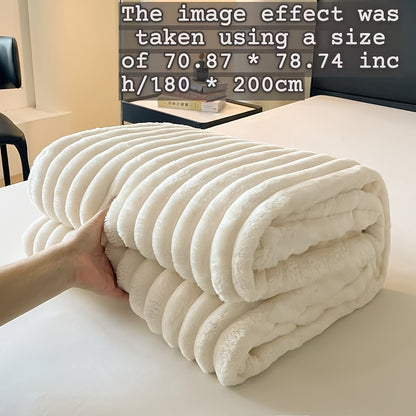 Faux Rabbit Fur Bed Blanket in Solid Colors, Soft Cozy Oversized Throw for Family Sofa and Bedroom Decor with Multiple Sizes from 59 x 79 to 90 x 102 Inches
