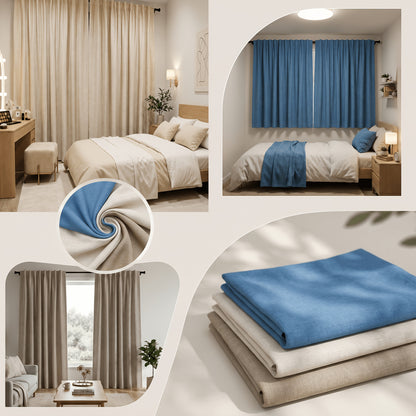 Blue Nursery Blackout Curtains 4-Panel Set, 52 x 63 Inch Coated-Lining Window Drapes with Four Hanging Methods for Bedroom Privacy