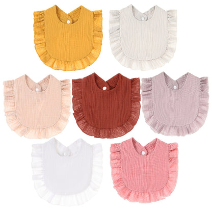 Muslin Baby Drool Bibs 7-Pack with Adjustable Snap Closure and Ruffle Trim, Soft Absorbent Feeding Bib Set in Cartoon or Mixed Pink Options