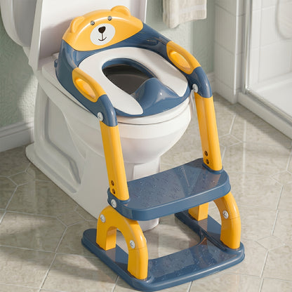 Toddler Potty Trainer, 2-in-1 Toilet Seat and Step Ladder, Adjustable Heavy-Duty Design with Anti-Slip Base for Boys and Girls