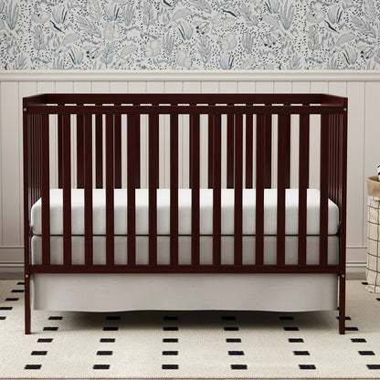 5-in-1 Convertible Crib by Goldzone, New Zealand Pine Wood Baby Crib with 4 Adjustable Mattress Heights, Toddler, Daybed and Full-Bed Options