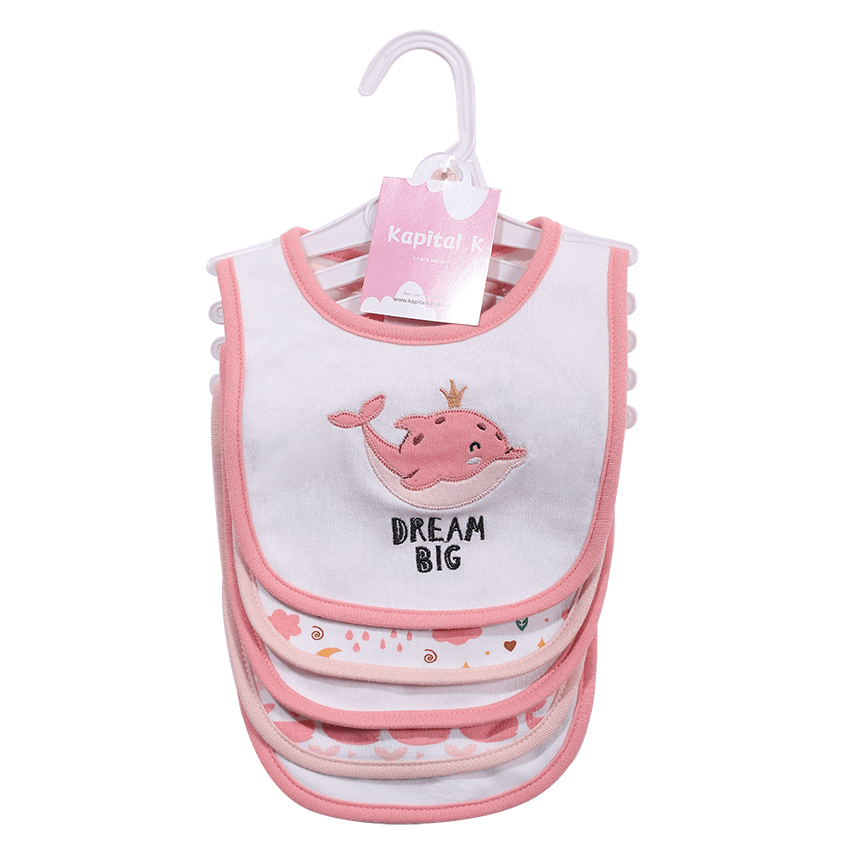 Double-Layer Cotton Baby Bibs 5-Pack with Cartoon Designs, Absorbent Adjustable Feeding Bib Set for Boys and Girls Ages 0–3 Years