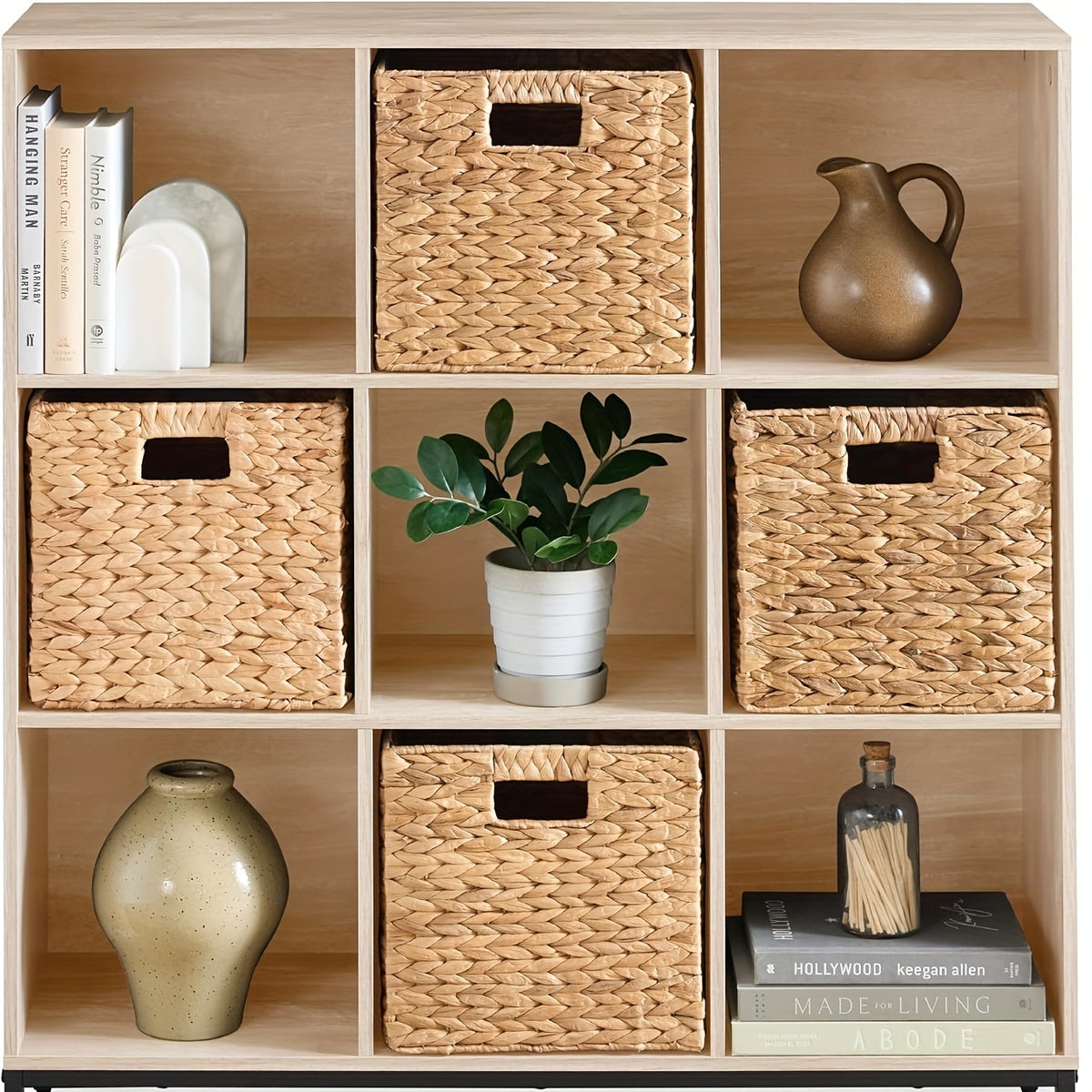 Handwoven Water Hyacinth Cube Storage Basket, Foldable 11 x 11 Inch Organizer for Shelves, Laundry and Everyday Home Clutter with Pack Options