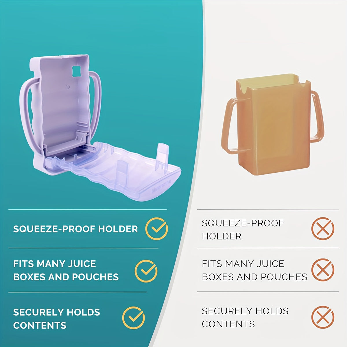 Toddler Food Pouch Holder 2-Pack by PINDAR, Purple Reusable Anti-Squeeze Holders with Dual Handles for Yogurt Pouches and Juice Boxes