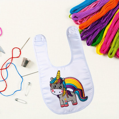 White Sublimation Baby Bibs, Set of 6 Reusable Knit Fabric Feeding Bibs for Toddler Mealtimes, DIY Printing and Everyday Use