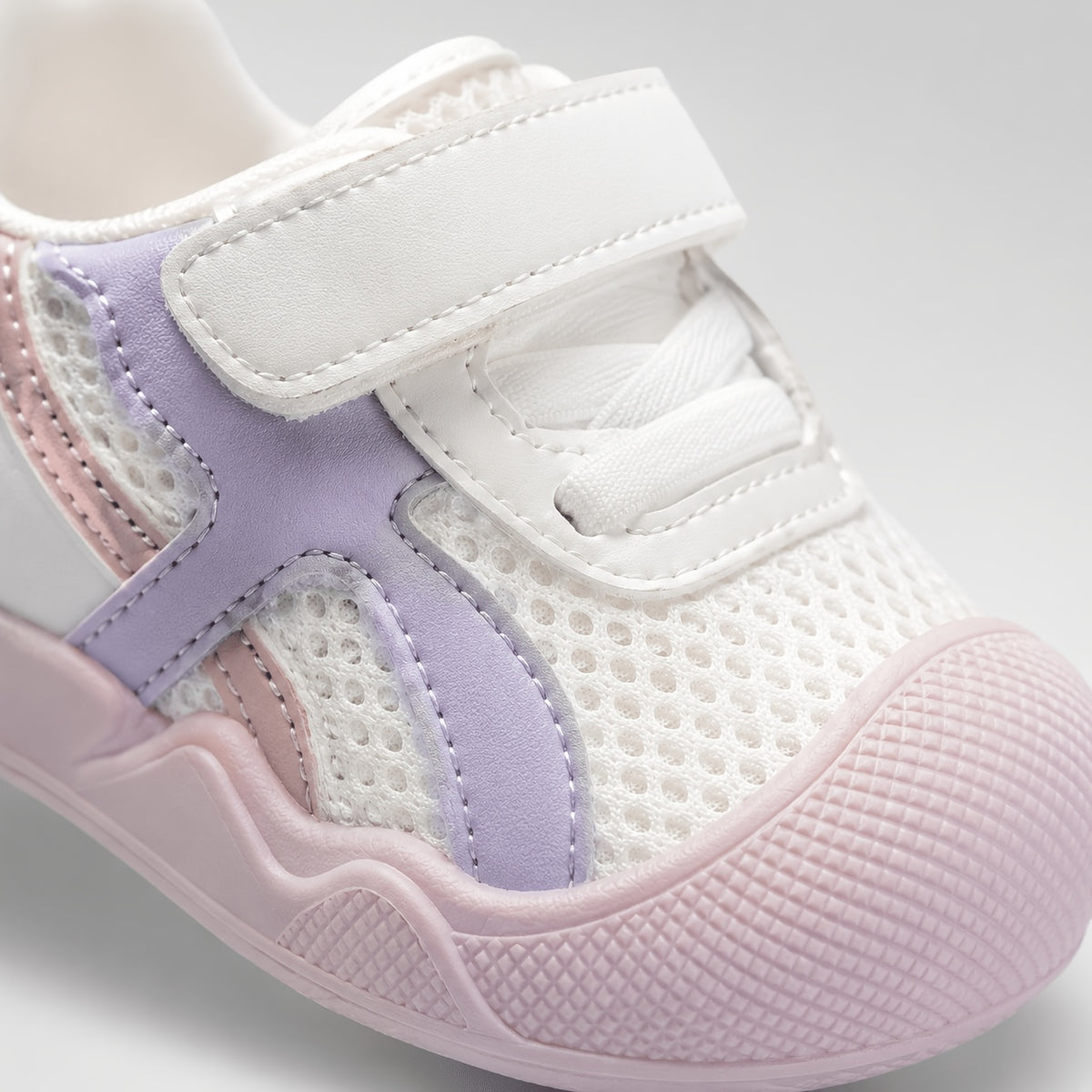 Toddler Mesh Strap Sneakers with Contrast Panels, Breathable Spring and Summer Walking Shoes for Boys and Girls in Pink, Camel or Blue, US Toddler Sizes 4-9