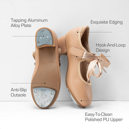 Children's Tap Shoes by DREAM PAIRS with Removable Satin Ribbons, Hook-and-Loop Strap and Cushioned Latex Insole for Girls and Boys Dance Classes and Recitals