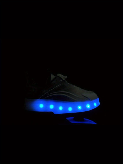 Kids Light-Up Roller Shoes with Removable Wheels, LED Flashing Gradient Skate Sneakers for Little Kid and Big Kid Outdoor Play in Three Colors