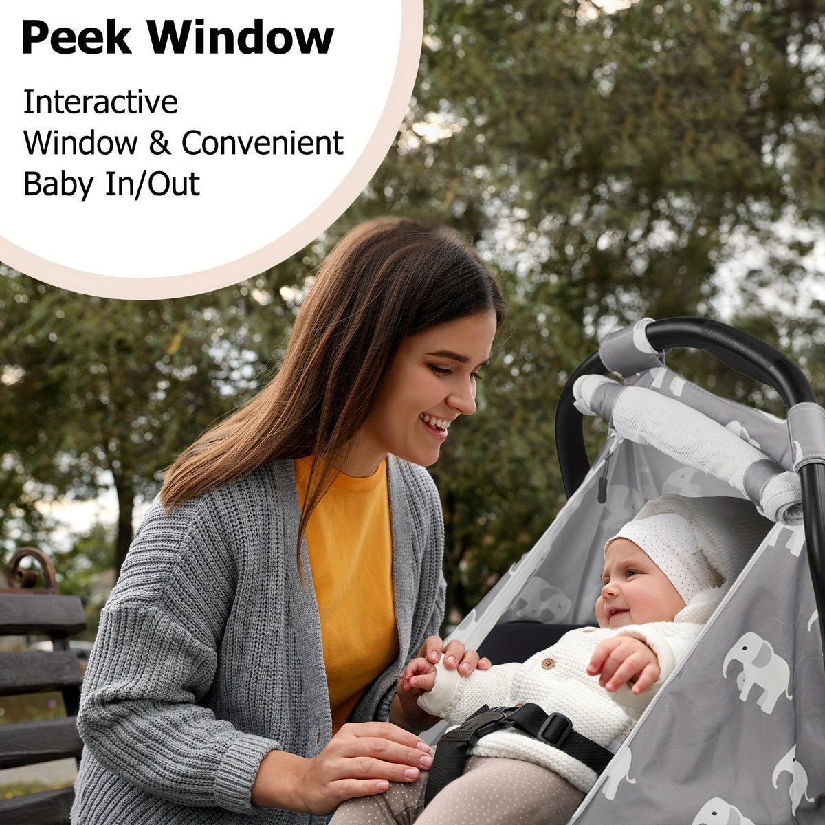 Stretchy Infant Carrier Cover with Large Window, Beavtaens Breathable Baby Car Seat Canopy in Elephant, Flower, Leaves, Rainbow or Sun Prints