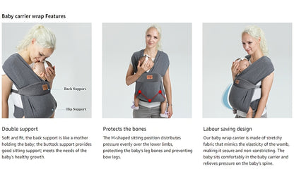 Soft Baby Wrap Carrier Sling for Newborns and Toddlers, Skin-Friendly Front Carry Wrap by Vrbabies for Everyday Babywearing and Parent Gifts