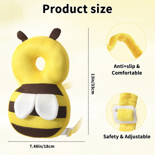 Baby Head Protection Backpack for Crawling and First Steps, Soft Plush Toddler Back Cushion with Adjustable Straps and Cartoon Designs for Supervised Walking Practice