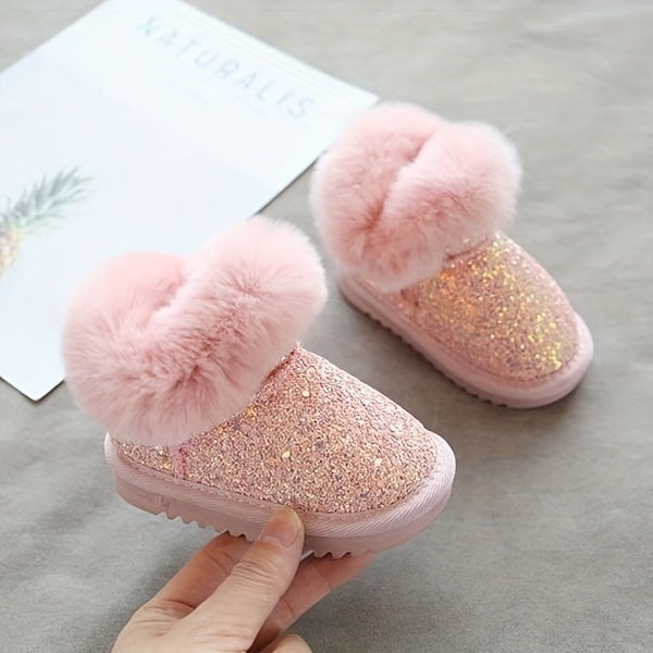 Kids Lined Snow Boots for Girls and Boys, Thickened Winter Footwear with Non-Slip Design, Grey, Black or Pink, Infant to Little Kid Sizes