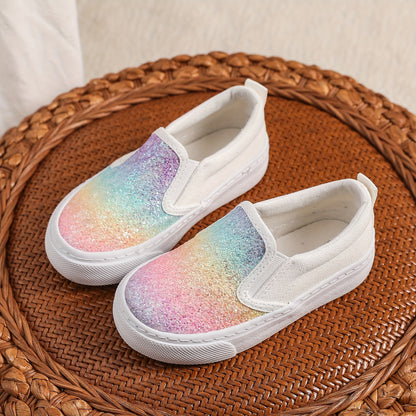 Gradient Canvas Slip-On Sneakers for Toddlers and Kids, Lightweight Colorful Casual Shoes for Easy On-and-Off Everyday Wear in US Kid Sizes