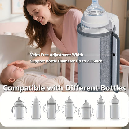Cordless Bottle Warmer Sleeve for Breastmilk, USB Rechargeable 2000mAh Portable Milk Heater and Insulating Wrap in White for Home and Outings
