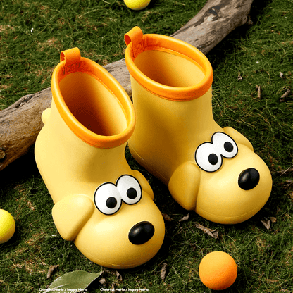 Dog Paw EVA Rain Boots for Kids, Lightweight Waterproof Boots with Non-Slip Sole in Beige or Yellow for Rainy Days, Puddle Play and Outdoor Adventures