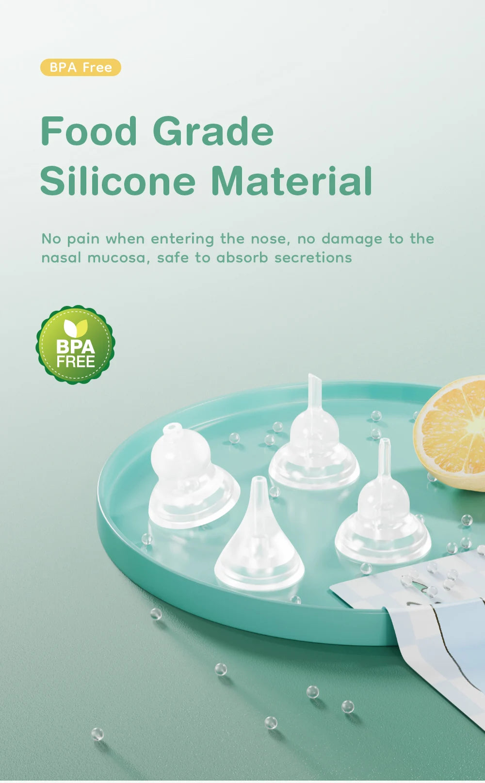 Silicone Tip Baby Nasal Aspirator with Adjustable Electric Suction, Low Noise Handheld Nose Cleaner for Infant and Young Child Care