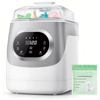 Baby Bottle Washer 4-in-1 with Steam Cleaning, Hot Air Drying and Storage Modes, LED Touch Panel for Compatible Bottles and Breast Pump Parts