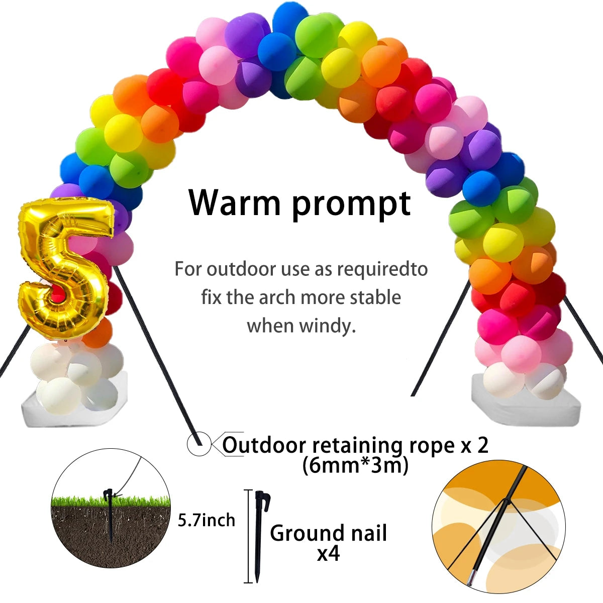 Balloon Arch Stand Kit with Adjustable Connecting Rods, Reusable DIY Party Backdrop Frame for Baby Showers, Birthdays and Wedding Decorations