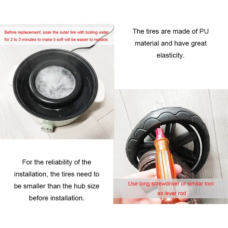 UPPAbaby Cruz Replacement Tire Covers for V1 and V2 Strollers, PU Tubeless Front or Rear Tire Rings for Model-Matched Wheel Repair and Maintenance