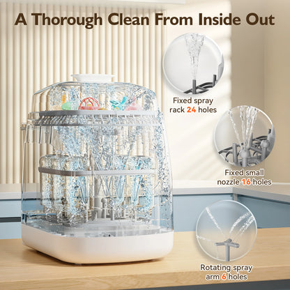 Baby Bottle Washer 4-in-1 with Steam Cleaning, Hot Air Drying and Storage Modes, LED Touch Panel for Compatible Bottles and Breast Pump Parts