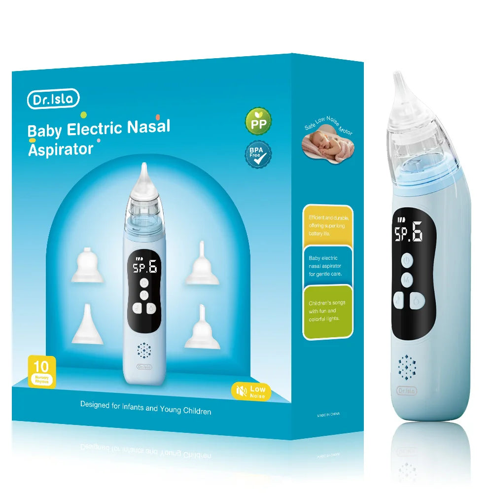Silicone Tip Baby Nasal Aspirator with Adjustable Electric Suction, Low Noise Handheld Nose Cleaner for Infant and Young Child Care