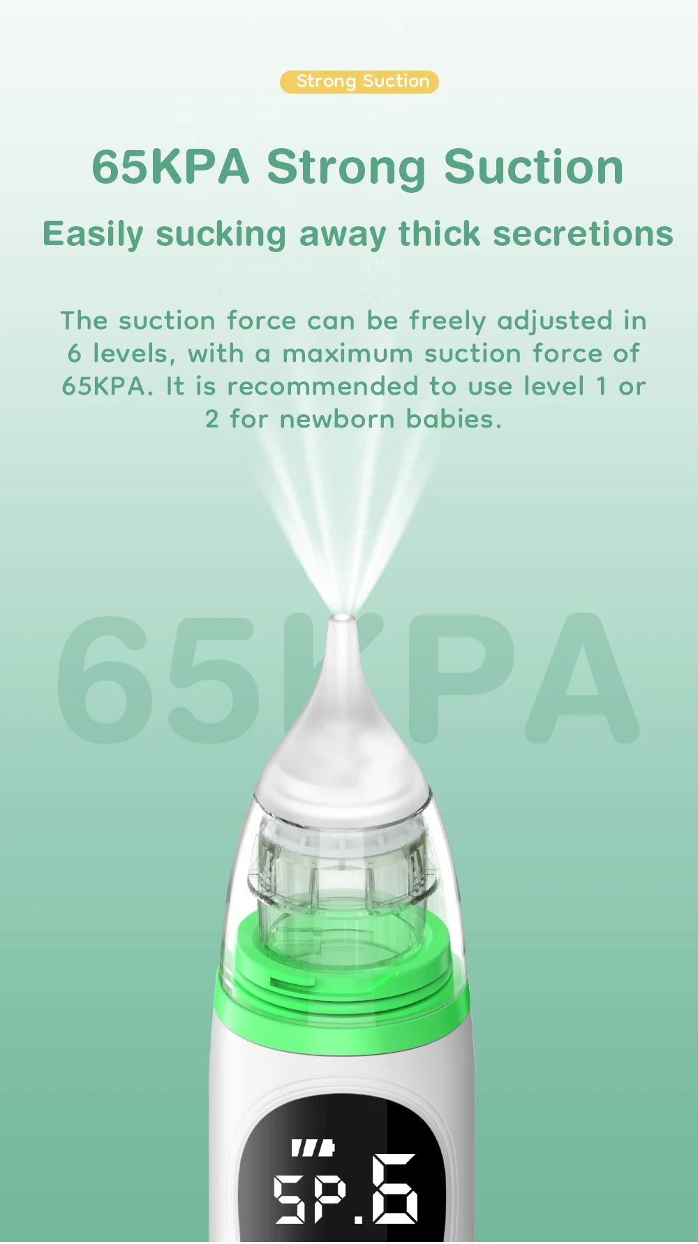 Silicone Tip Baby Nasal Aspirator with Adjustable Electric Suction, Low Noise Handheld Nose Cleaner for Infant and Young Child Care