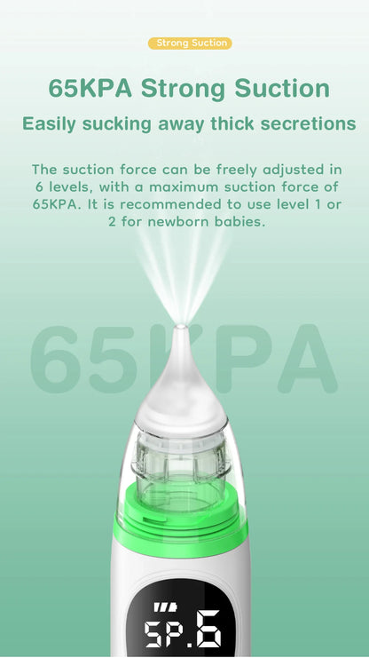 Silicone Tip Baby Nasal Aspirator with Adjustable Electric Suction, Low Noise Handheld Nose Cleaner for Infant and Young Child Care