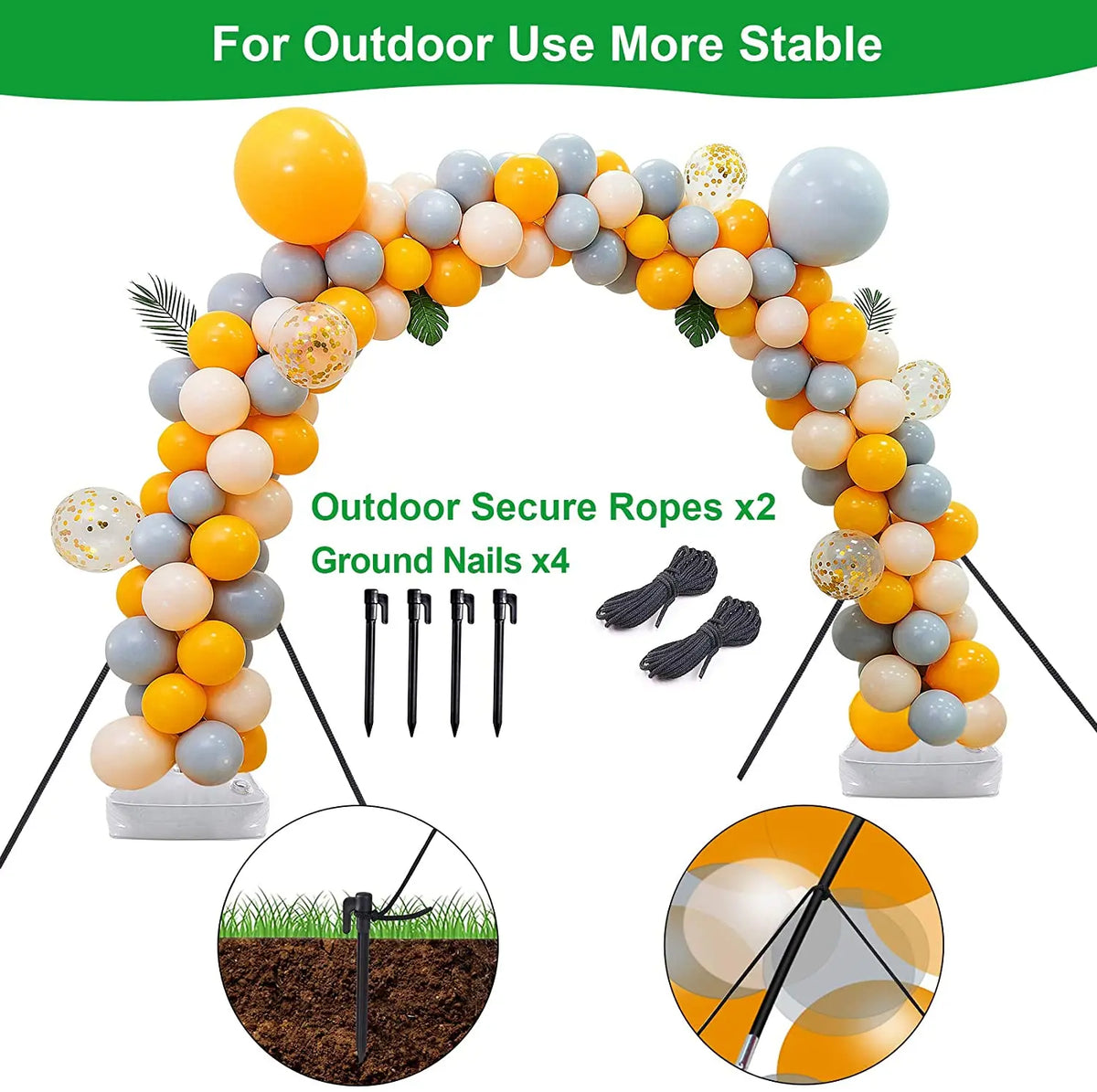 Balloon Arch Stand Kit with Adjustable Connecting Rods, Reusable DIY Party Backdrop Frame for Baby Showers, Birthdays and Wedding Decorations