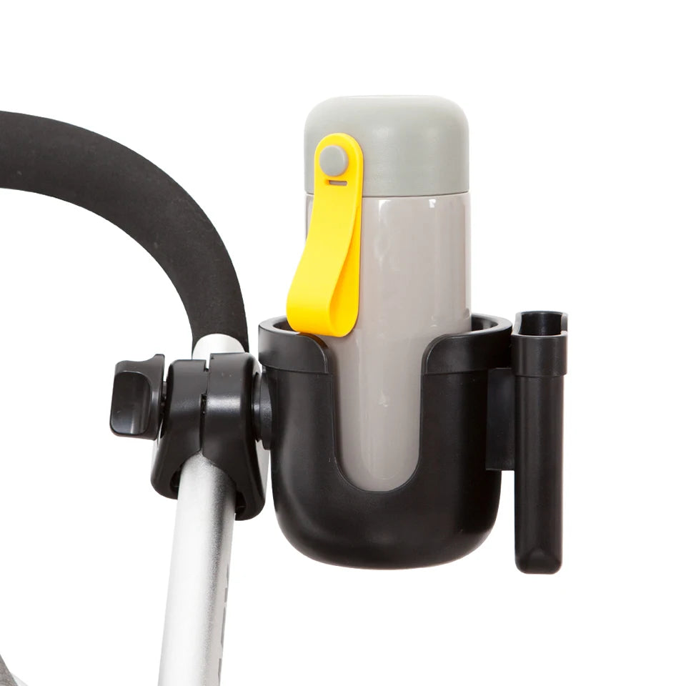Stroller Bottle and Cup Holder with Clamp Mount and Optional Phone Slot, Single-Cup or Combination Storage Accessory for Walks and Family Outings