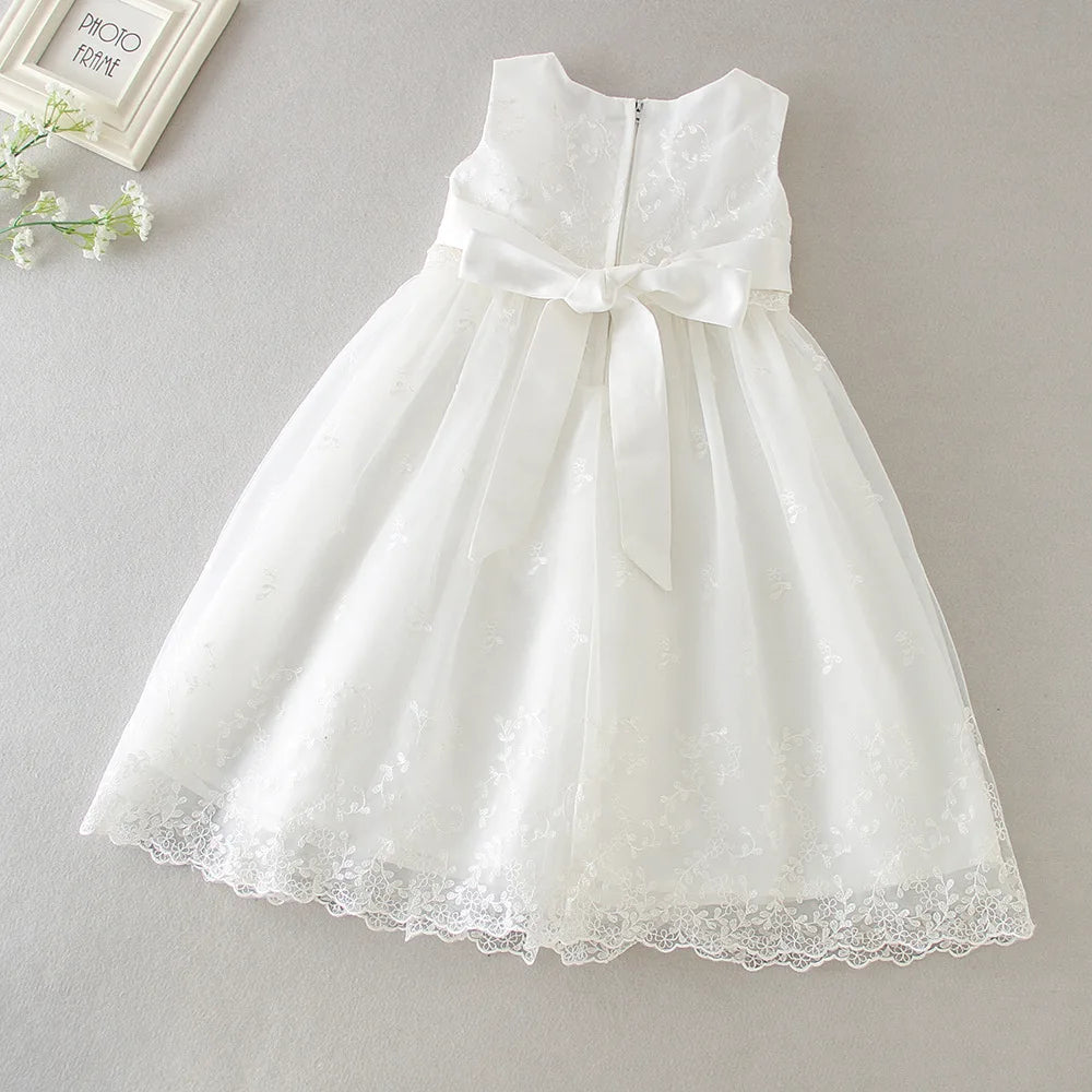 Baby Baptism Gown for Girls with Long Sleeves, Lace Details and Cotton Lining, Dress and Cap Set for Christening and First Birthday Photos