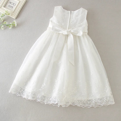 Baby Baptism Gown for Girls with Long Sleeves, Lace Details and Cotton Lining, Dress and Cap Set for Christening and First Birthday Photos