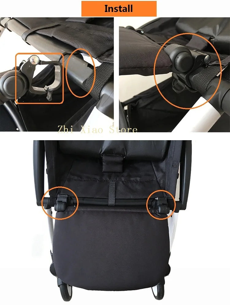 YOYO Compatible Bumper Bar and Footboard Combo by MomTan, 21 x 32 cm Footrest with Seamed PU Leather, Zippered PU Leather or EVA Armrest Options