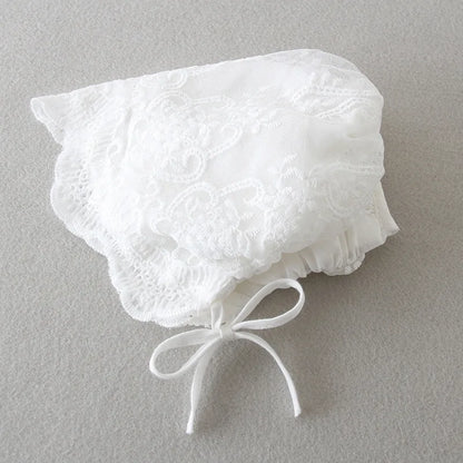 Baby Baptism Gown for Girls with Long Sleeves, Lace Details and Cotton Lining, Dress and Cap Set for Christening and First Birthday Photos