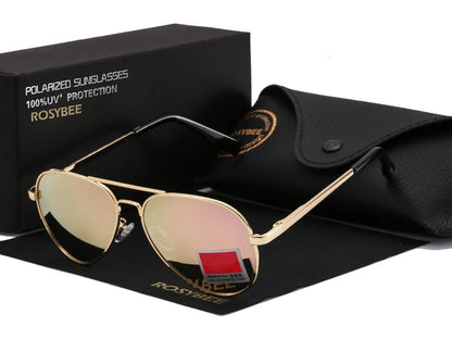Aviator Polarized Sunglasses for Youth by ROSYBEE, Small 54mm Pilot Shades with Original Case for Older Boys, Girls and Narrow Faces
