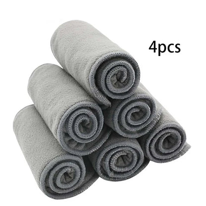 Reusable Cloth Diapers, Happyflute 4-Pack One-Size Pocket Baby Nappies with Adjustable Snap Closures, Washable Covers, Inserts Sold Separately